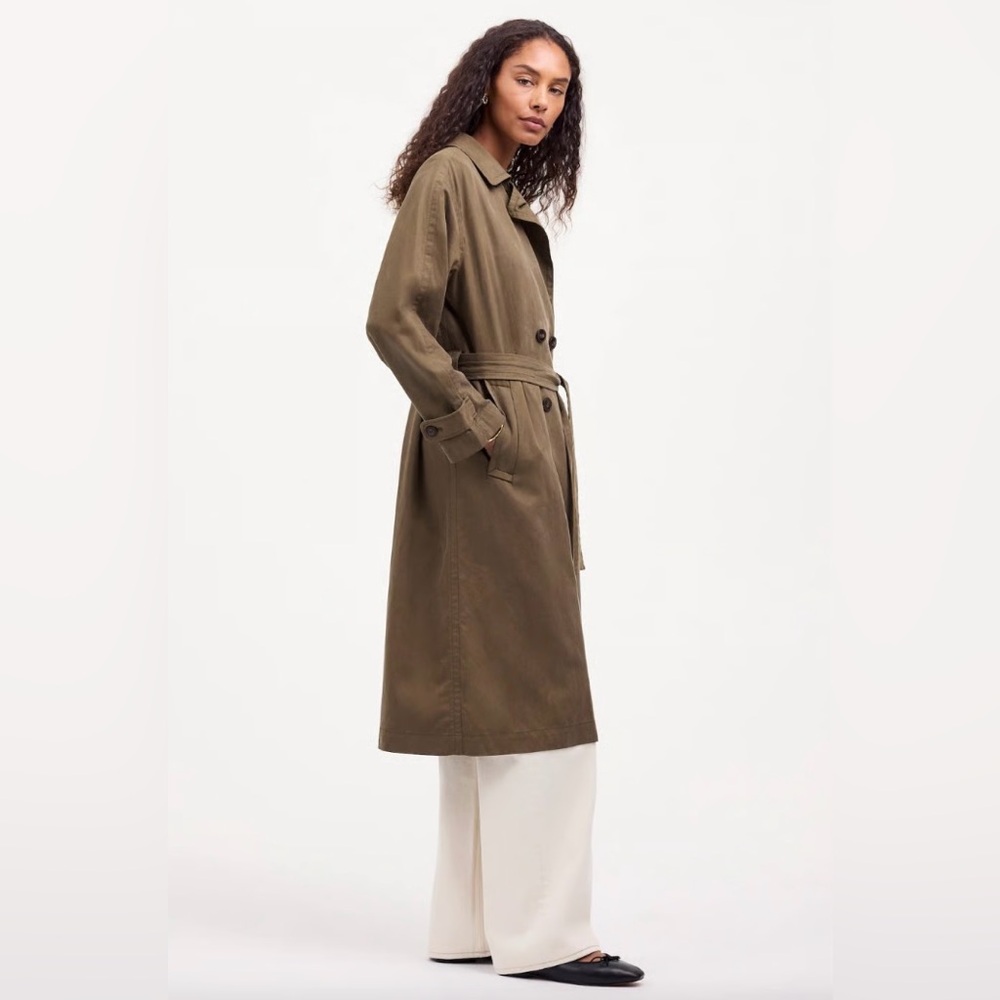 Madewell Olive Belted Trench Coat